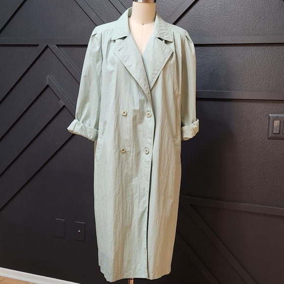 Vintage Trench Coat Leaf Green - Picture 2 of 11